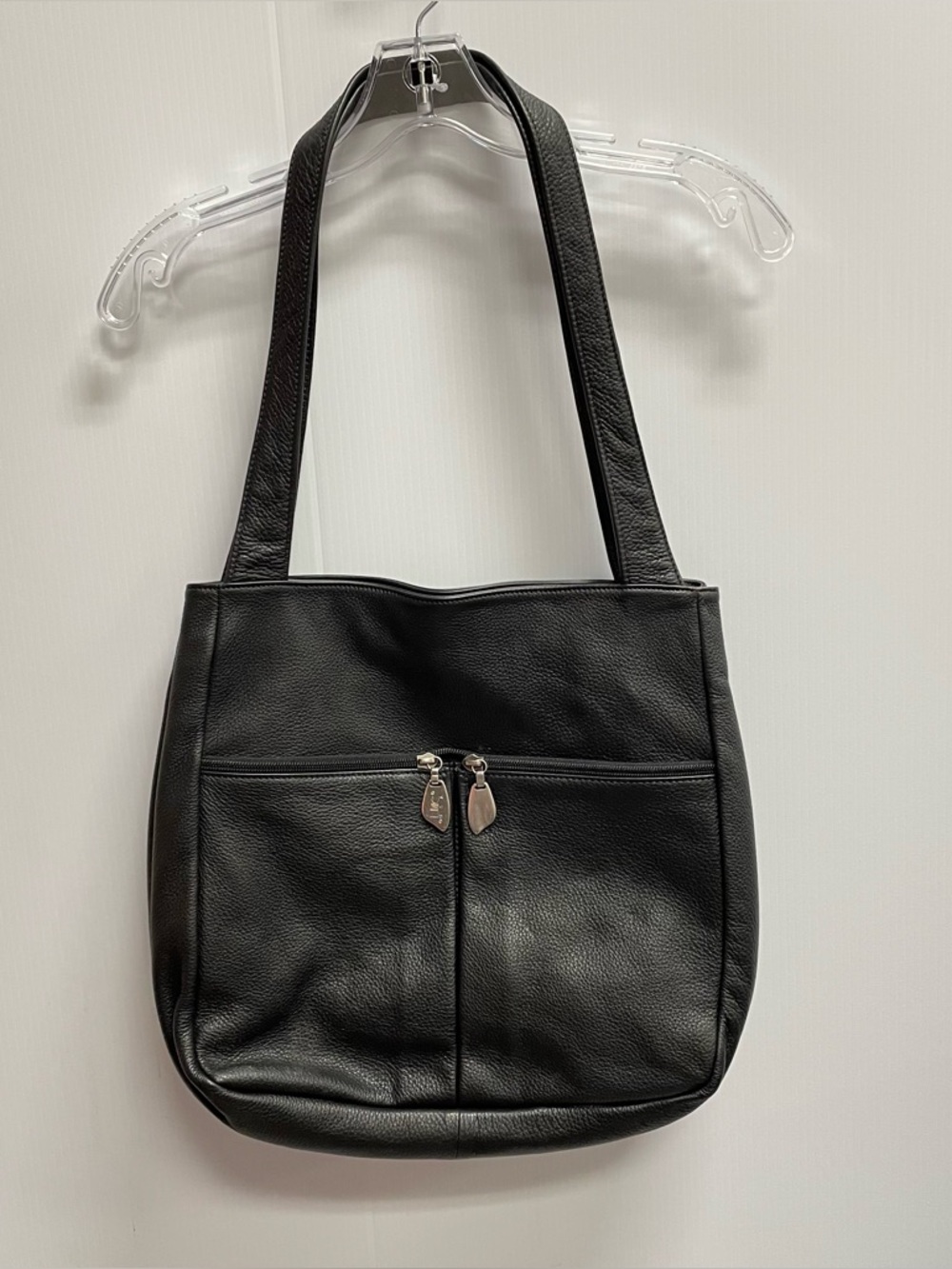 LIBAIRE BLACK PEBBLED LEATHER SHOULDER BAG